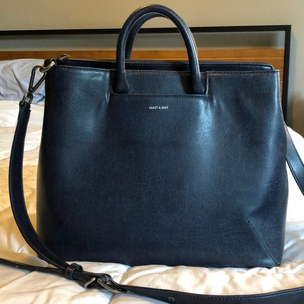 MATT & NAT Kintla Satchel in NAVY colour